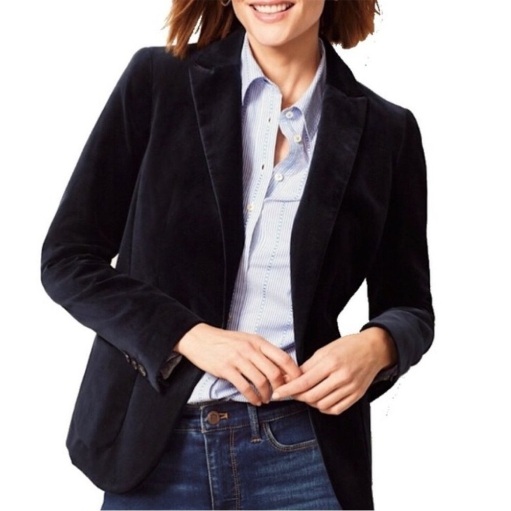 Talbots Jacket Blazer Velvet Single Button Evening Holiday Classic Pocket Long